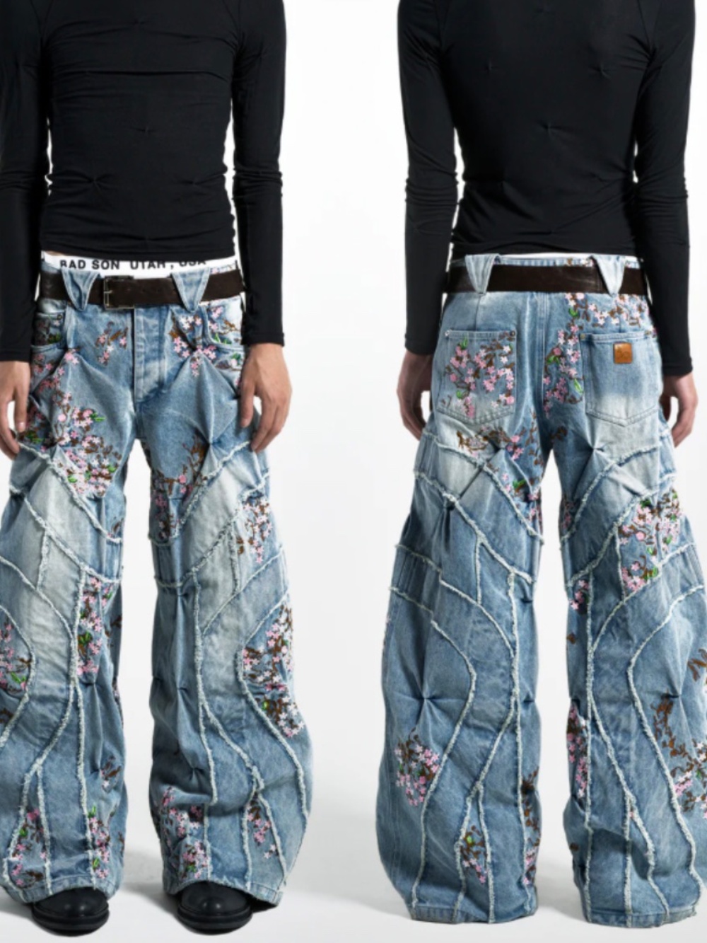 Badson Cherry Blossom Jeans Unisex Size XL - Picture 5 of 16